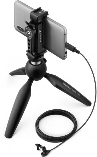 ערכת מיקרופון קליפ נייד Sennheiser XS Lavalier עם חצובה ותופסן לפלאפונים